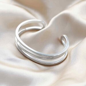 sterling silver wrap cuff bangle on silk