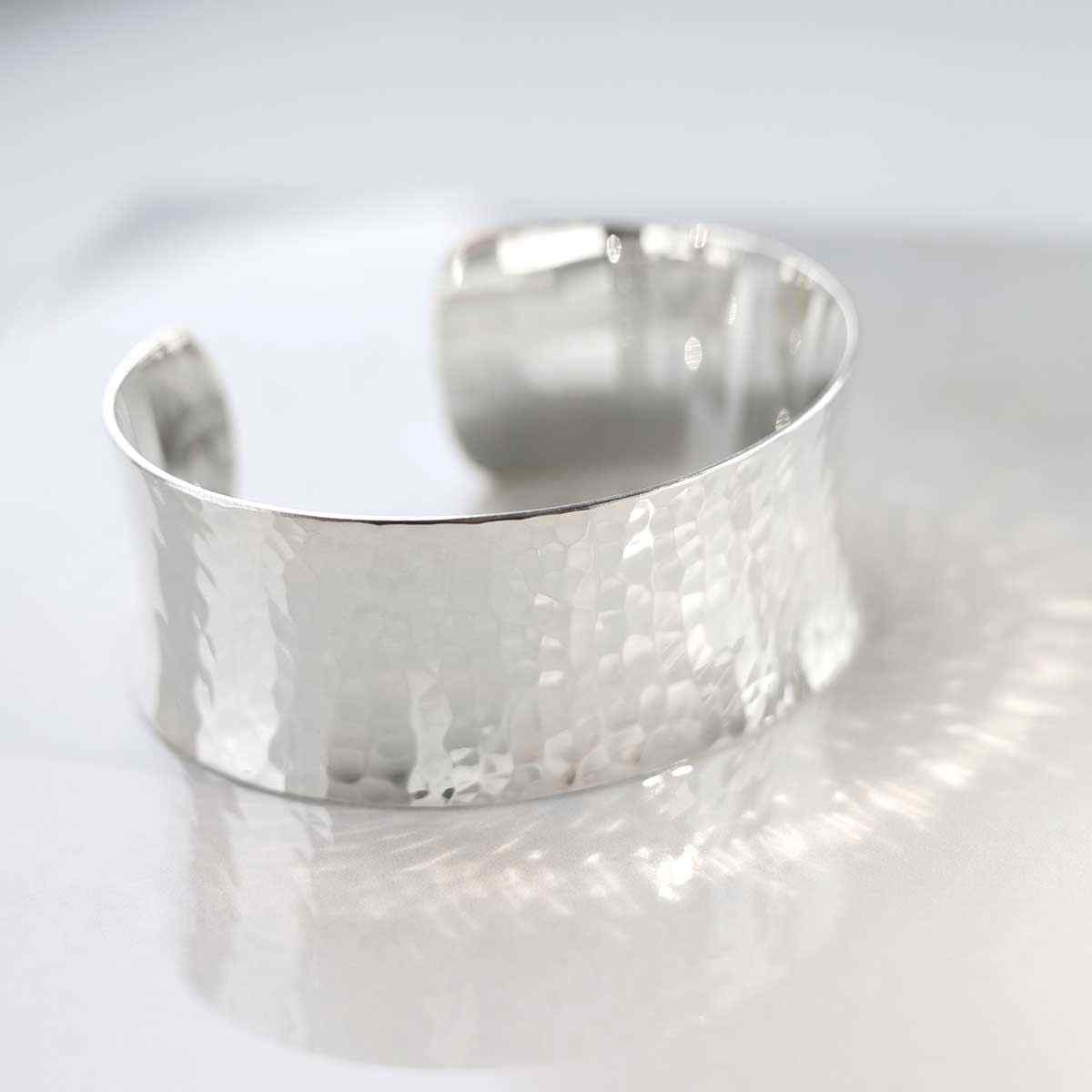 Wanderlust Hammered Sterling Silver Bangle Cuff Bracelet