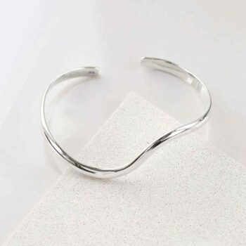 Sterling Silver Wave Cuff Bangle | Affordable Jewellery - Martha