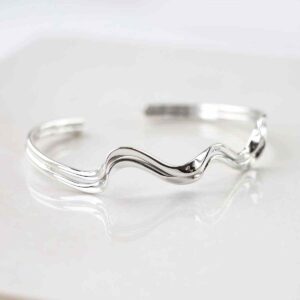 sterling silver surf cuff bangle on tile