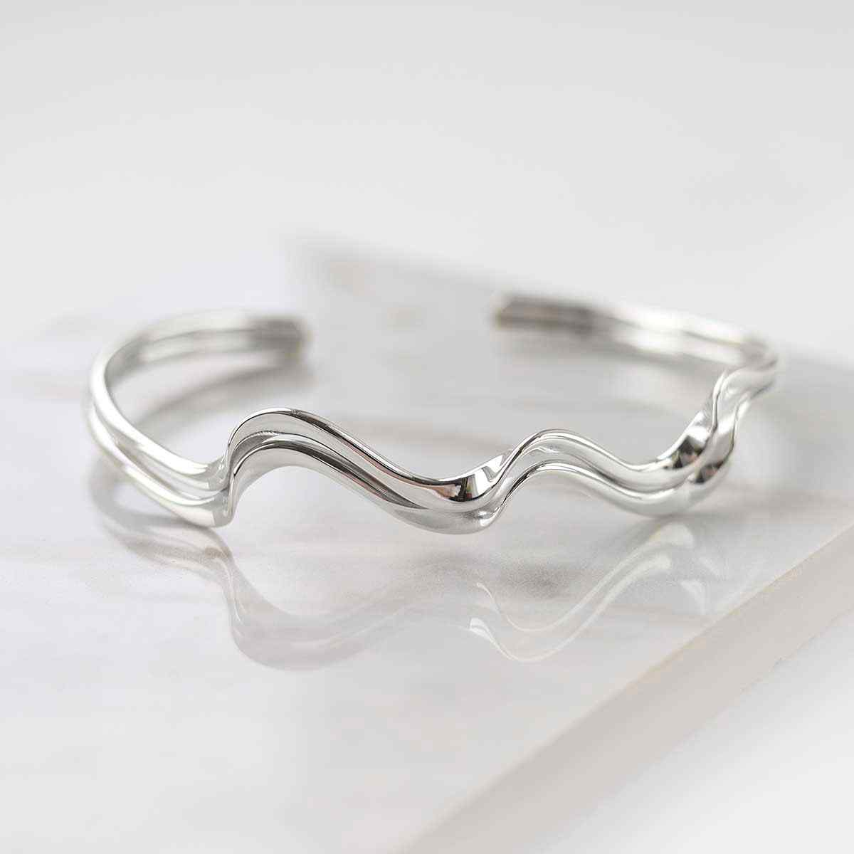 Sterling Silver Surf Cuff Bangle | Affordable Jewellery - Martha