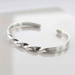 sterling silver helix cuff bangle on tile