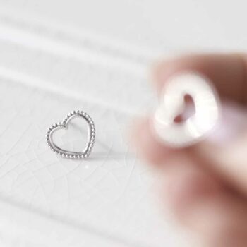 ML776 Sterling Silver Beaded Heart Stud Earrings 3