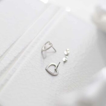 ML776 Sterling Silver Beaded Heart Stud Earrings 4 larger