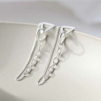 ML783 Sterling Silver Unity Chain Stud Earrings 1