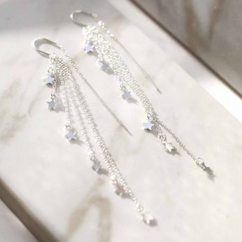 ML787 Sterling Silver Cascading Stars Threader Earrings 3