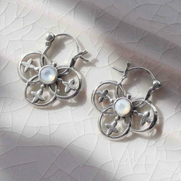 ML788M Sterling Silver Mother of Pearl Royal Hoop Earrings
