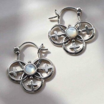 ML788M Sterling Silver Mother of Pearl Royal Hoop Earrings 2