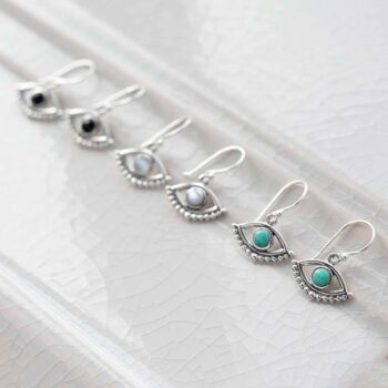 ML806 Sterling Silver Evil Eye Dangly Earrings Group