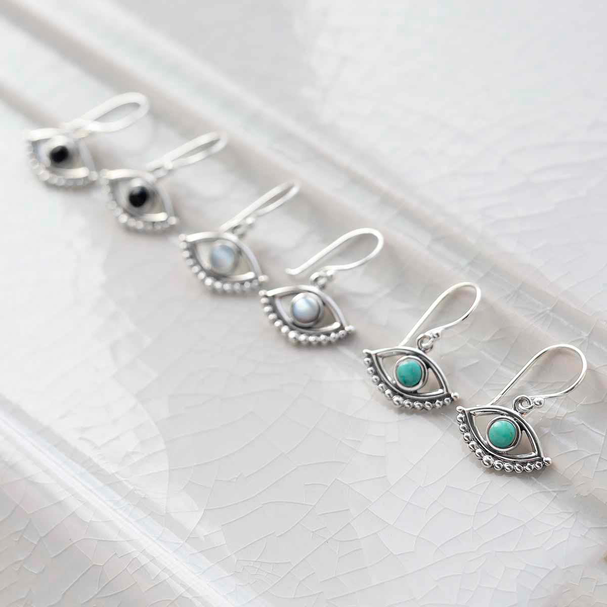 Orecchini Donna POPLYKE In Argento 925 Con Motivo Shamrock E Occhio Evil Eye - 27x11 Mm, Ipoallergenici, Regalo In Confezione