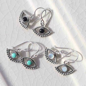ML806 Sterling Silver Evil Eye Dangly Earrings Group 2