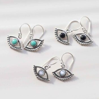 ML806 Sterling Silver Evil Eye Dangly Earrings Group 3