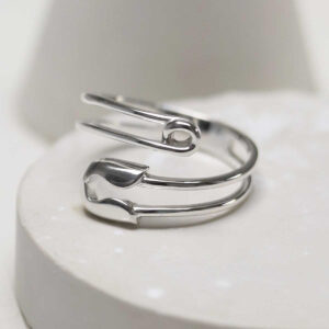 STERLING SILVER ADJUSTABLE SAFETY PIN RING