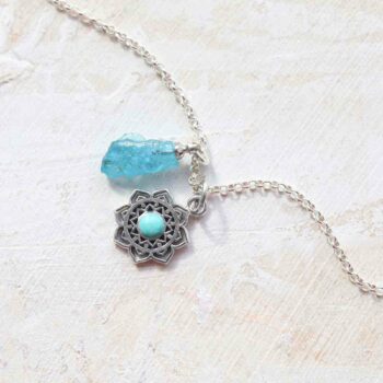 Sterling Silver Turquoise Moroccan Flower Necklace | Martha