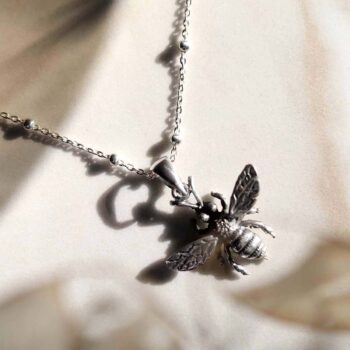 Sterling Silver Oxidised Honey Bee Necklace