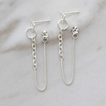 ML783 Sterling Silver Unity Chain Stud Earrings 3 copy