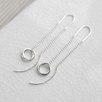 ML796 Sterling Silver Simple Rings Threader Earrings 2 copy