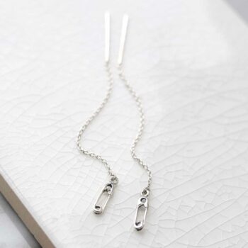 ML797 Sterling Silver Safety Pin Threader Earrings copy