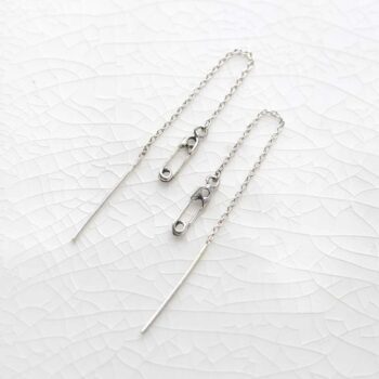 ML797 Sterling Silver Safety Pin Threader Earrings 2 copy