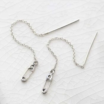 ML797 Sterling Silver Safety Pin Threader Earrings 3 copy
