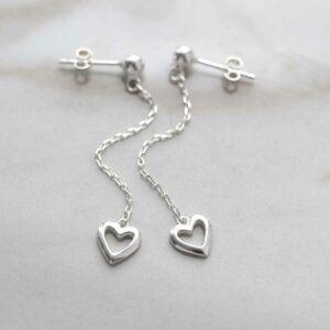 ML800 Sterling Silver Heart Drop Threader Earrings copy