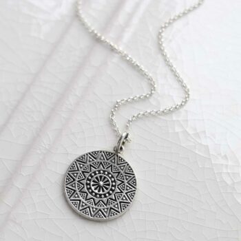 ML824 Sterling Silver Aztec Pendant Necklace copy