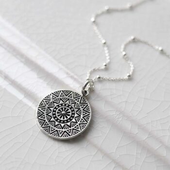 ML824 Sterling Silver Aztec Pendant Necklace 2