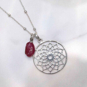 Sterling Silver Mandala Pendant Necklace with add on charm