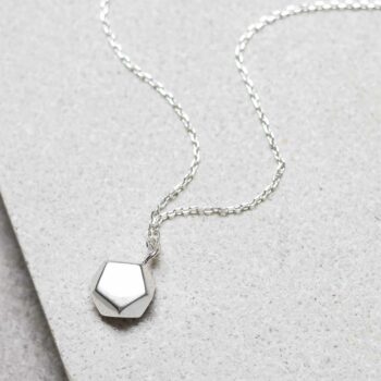 ML825 Sterling Silver Pentagon Pendant Necklace 1