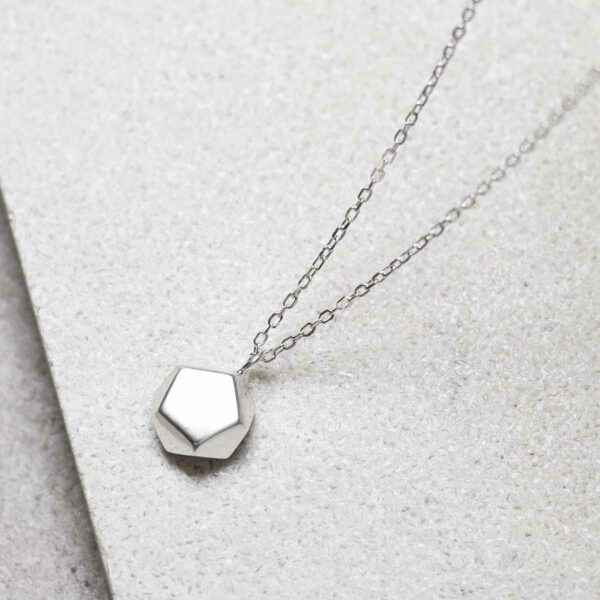 ML825 Sterling Silver Pentagon Pendant Necklace 2