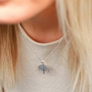 MZB135P Sterling Silver Mother Nature Necklace Model. copy