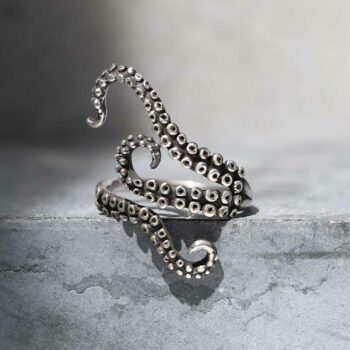 MZB145 Sterling Silver Adjustable Octopus Ring 1