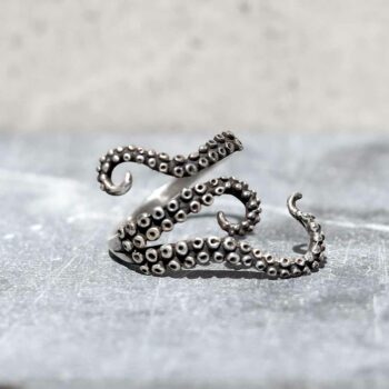MZB145 Sterling Silver Adjustable Octopus Ring 2