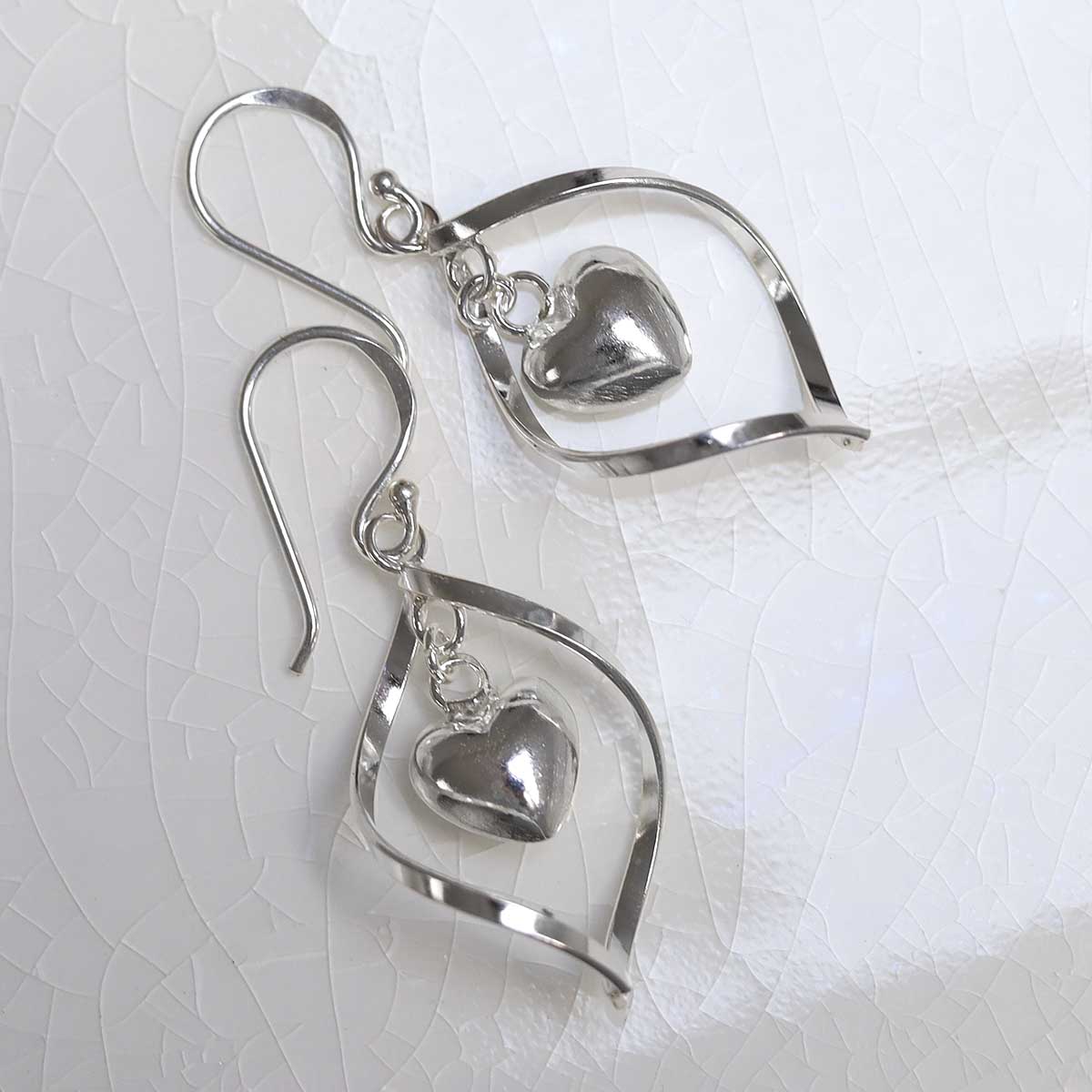 Earrings Marty Heart Silver - Martha Jean