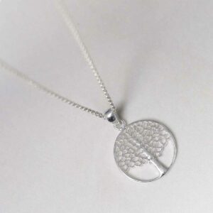 ME534P Sterling Silver Oak Tree Necklace 1