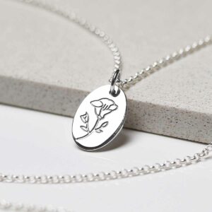 ML761 Sterling Silver September Birth Flower Necklace