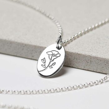 ML761 Sterling Silver September Birth Flower Necklace