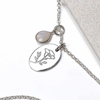 ML761 Sterling Silver September Birth Flower Necklace 2