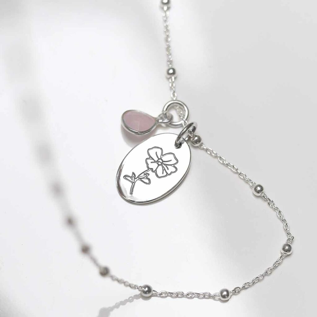 ML764 Sterling Silver August Birth Flower Necklace 2