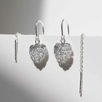 ML832 Sterling Silver Filigree Heart Threaders 1
