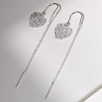 ML832 Sterling Silver Filigree Heart Threaders 4