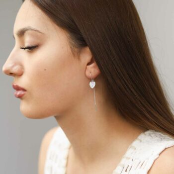 ML837 Sterling Silver Heart Threader and Chain Studs Model