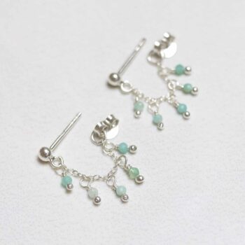ML846E Sterling Silver Hanging Lantern Azurite Studs 3