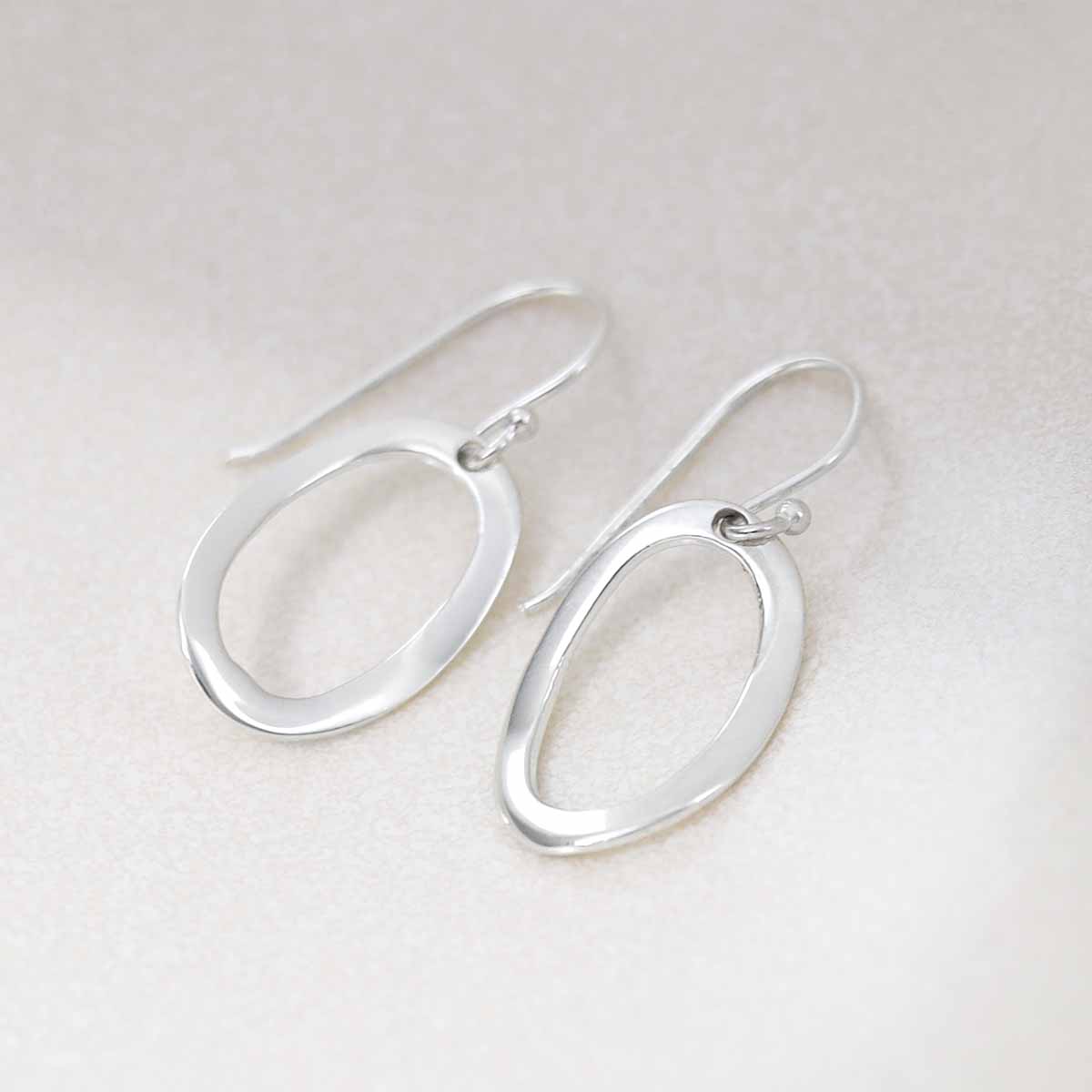 Oval Ripple Sterling Silver Oval Ripple Earrings | Affordable Silver - Martha Jackson