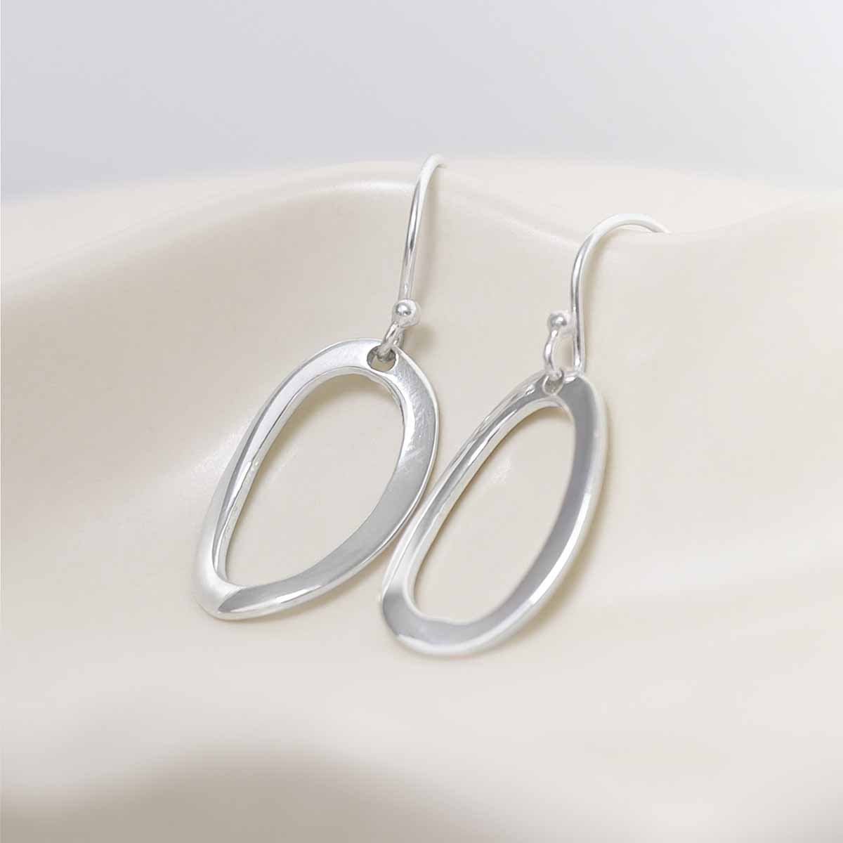 Oval Ripple Sterling Silver Oval Ripple Earrings | Affordable Silver - Martha Jackson