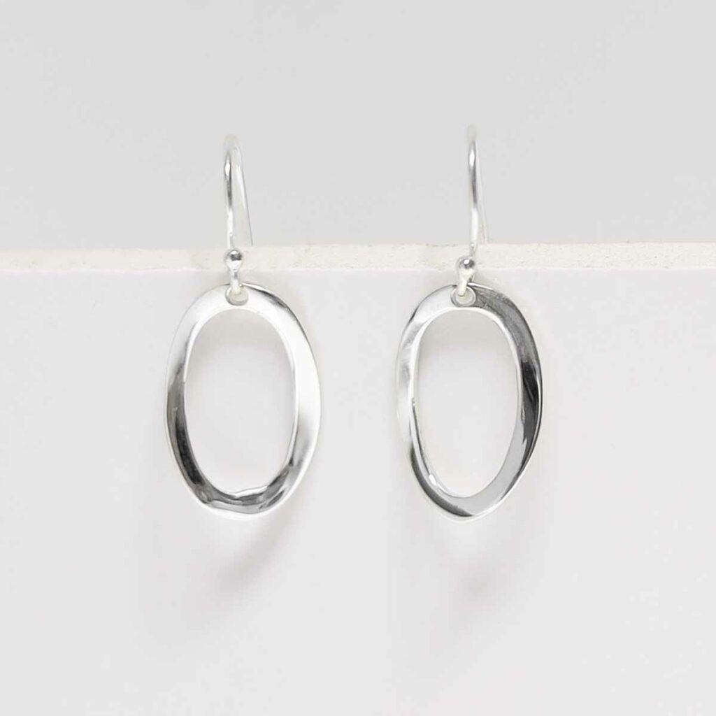 Oval Ripple Sterling Silver Earrings - Affordable Silver Jewellery - Martha Jackson