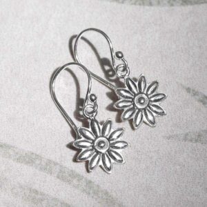 ML993 Sterling Silver Dahlia Dangly Earrings 1