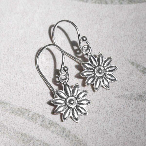 ML993 Sterling Silver Dahlia Dangly Earrings 1