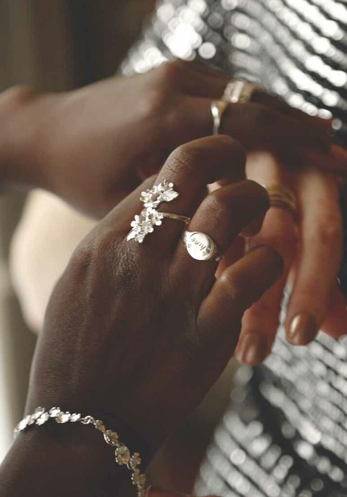 customers trying on jewellery
