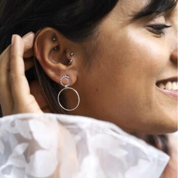 MB187 Sterling Silver Double Wreath Drop Earrings Model 2